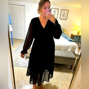 Black a-line, long sleeve dress like new, worn once